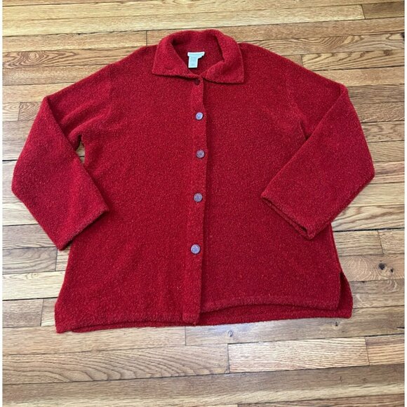 Coldwater Creek Red Wool Blend Jacket Women's Plus Size 1X Button Front - Picture 1 of 3